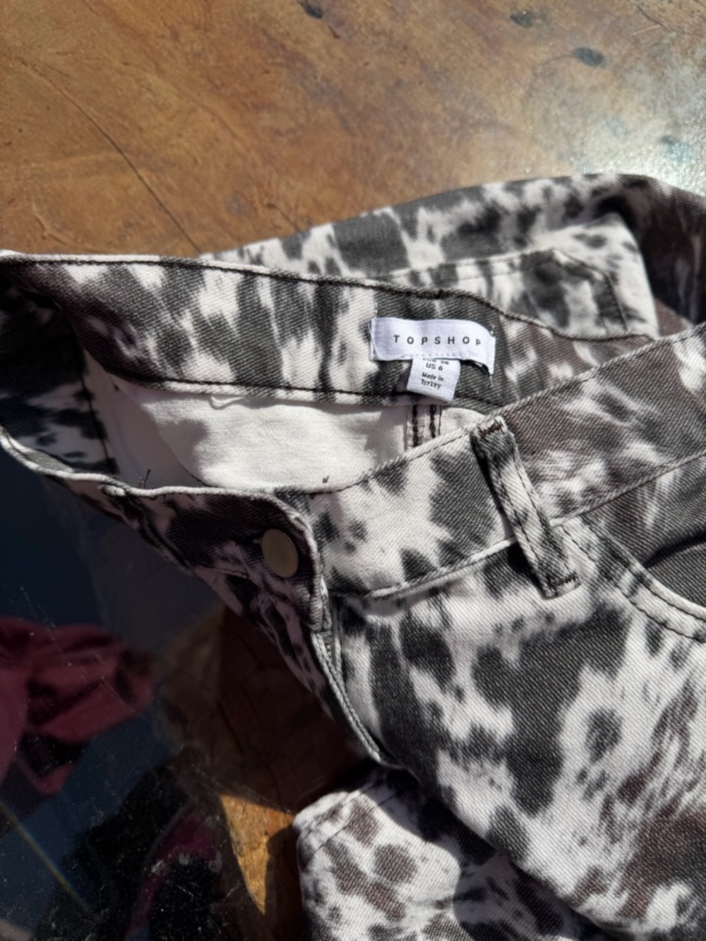 Topshop Black & White Tie-Dye Denim Jeans